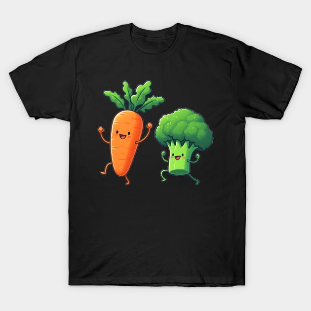 Carrot and broccoli dancing T-Shirt by FromBerlinGift